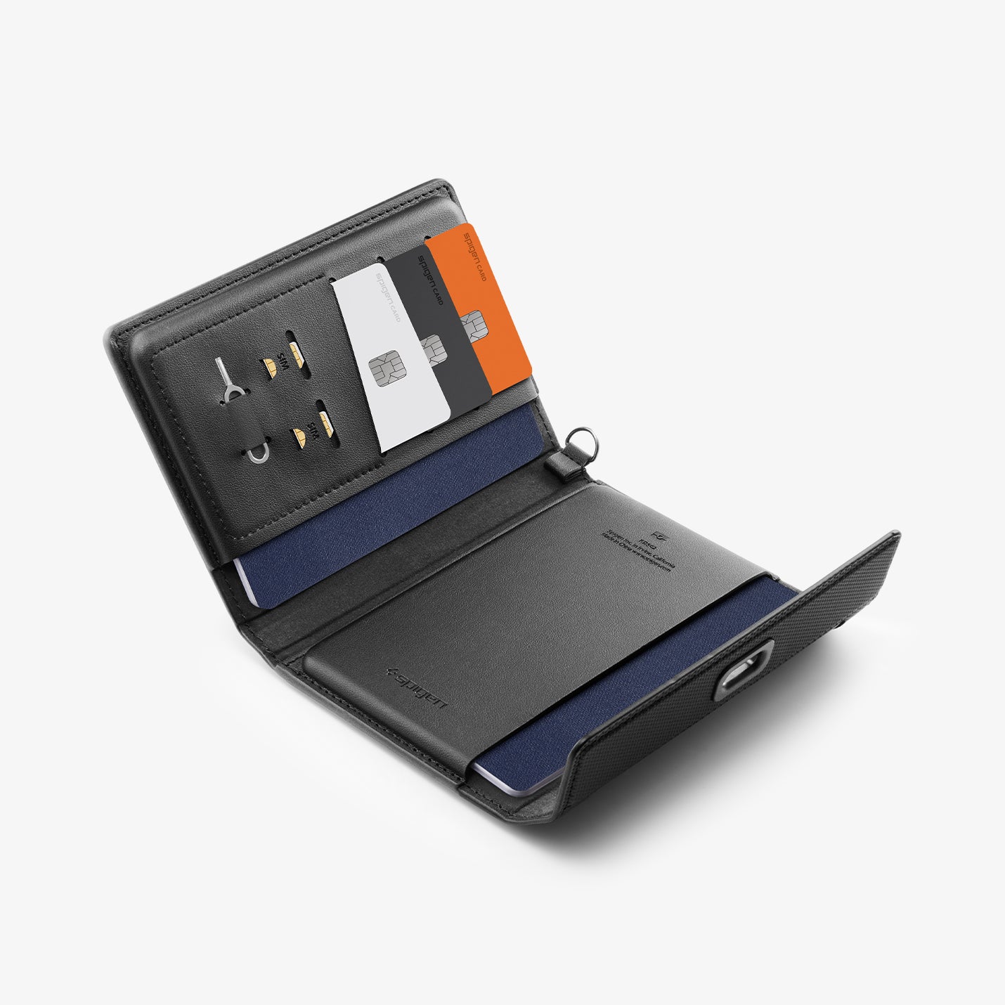 AFA11344 - Passport Holder | KD502 Black k showing the inside