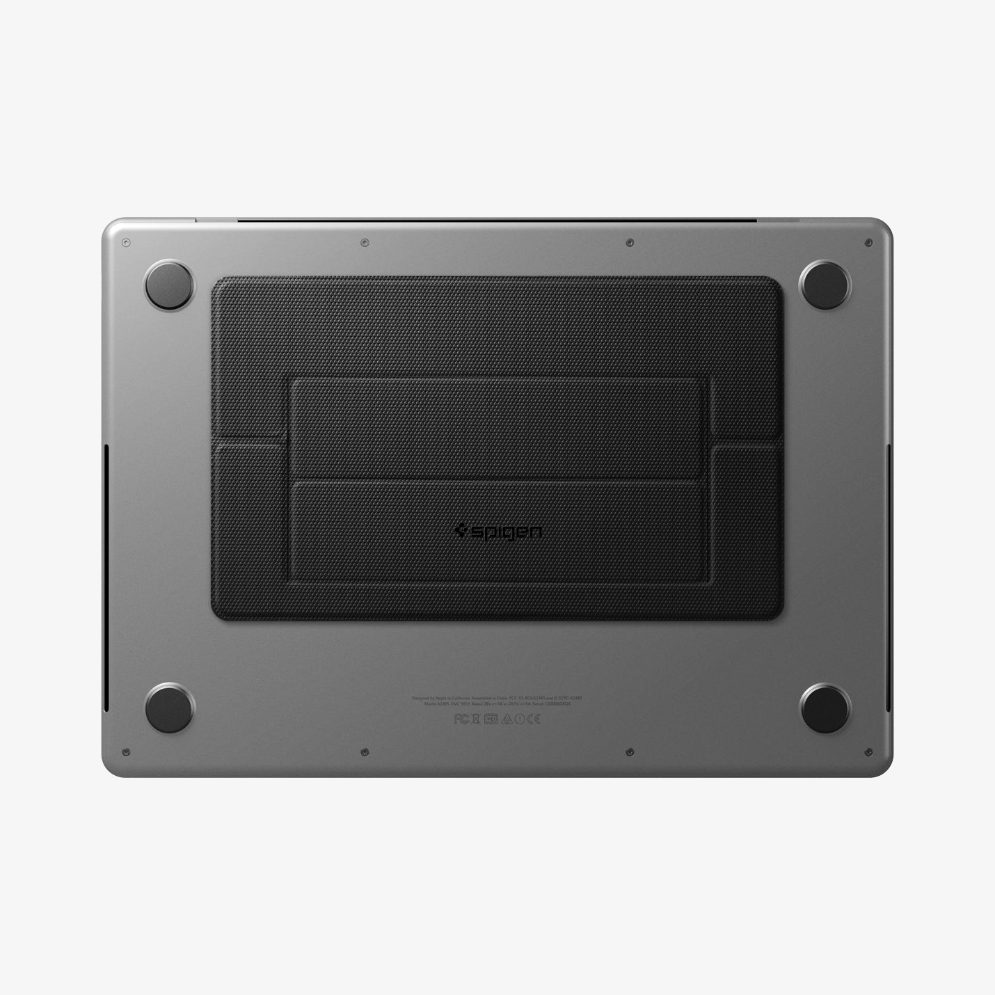 AMP10401 - Slim Fold Laptop Stand | LD201-S1 showing the stand attached to the bottom of a laptop