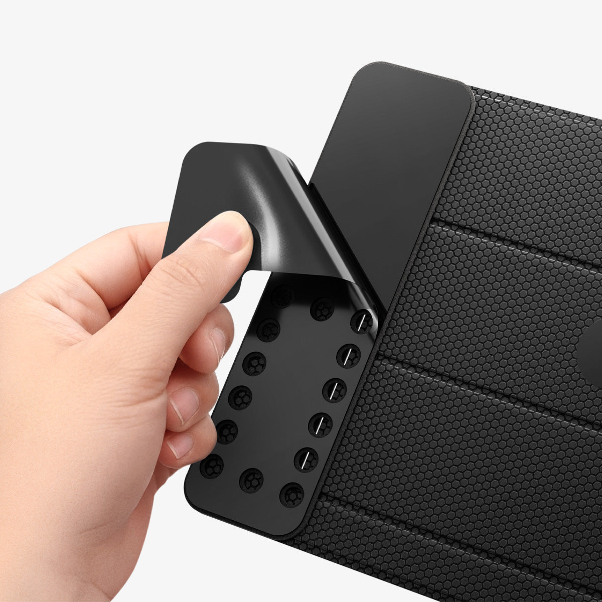 AMP10401 - Slim Fold Laptop Stand | LD201-S1 showing the sticking adhesive of stand