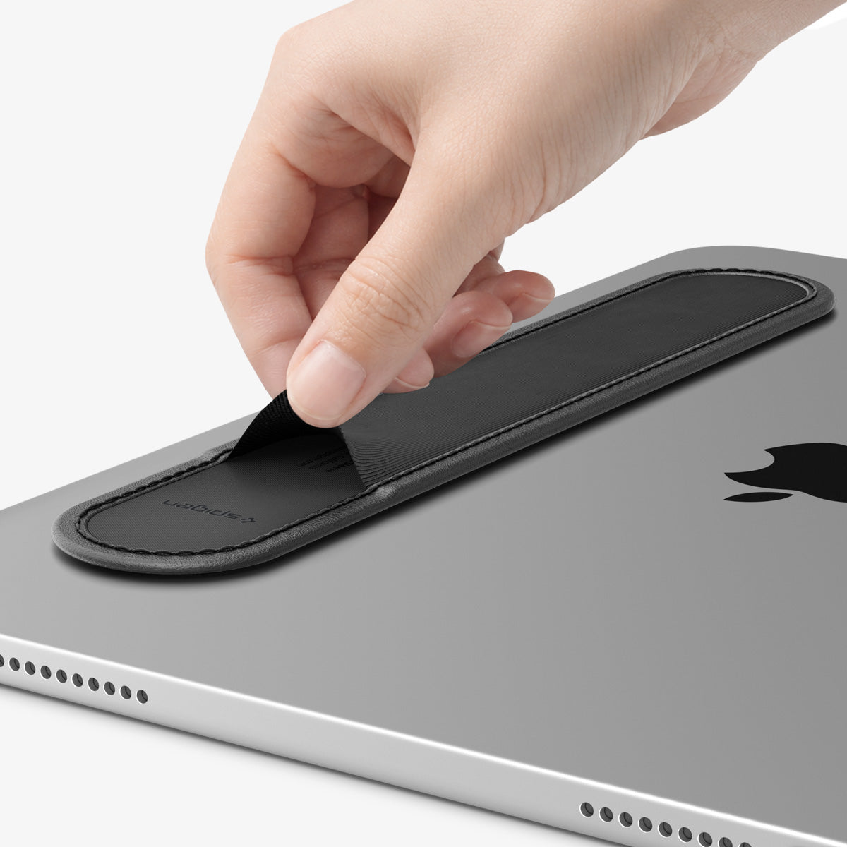 APP12219 - Apple Pencil Holder | LD222 Black showing the elastic sleeve of the pencil holder being lifted by hand