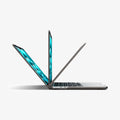 ACS11531 - MacBook Pro 13-inch Air Skin in Frost Black showing three MacBook units opened at different angles to demonstrate the case allows full range of motion beyond 90 degrees