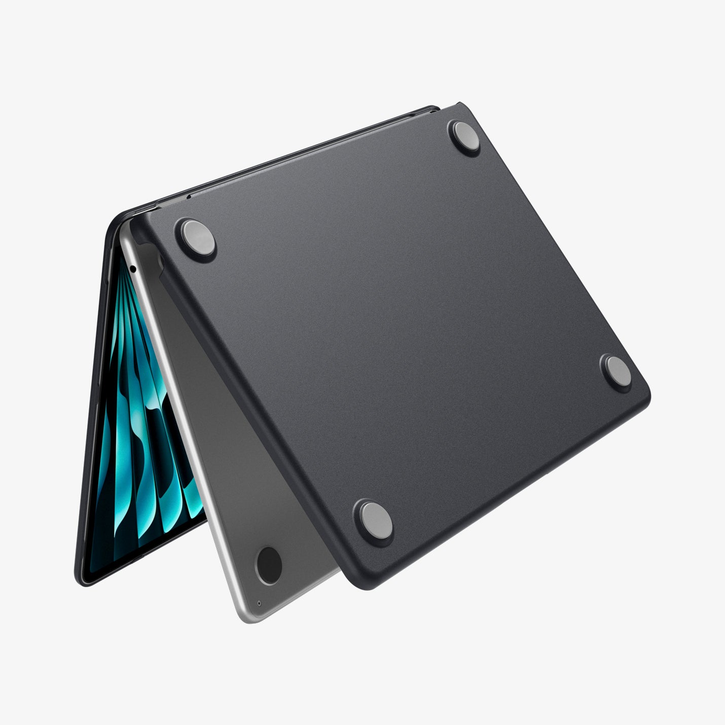 ACS11267 - MacBook Air 15-inch Nano Pop Black Sesame showing the bottom case with raised corner feet and ventilation openings