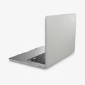 ACS10974 - MacBook Air 13-inch in Heather Gray showing the back and side and partial inner part of the device