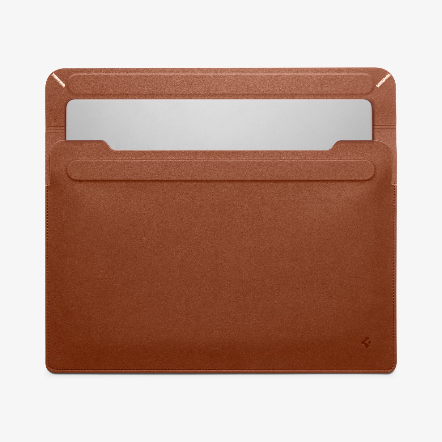 AFA06416 - Spigen Valentinus MacBook Sleeve partially opened revealing laptop sticking out