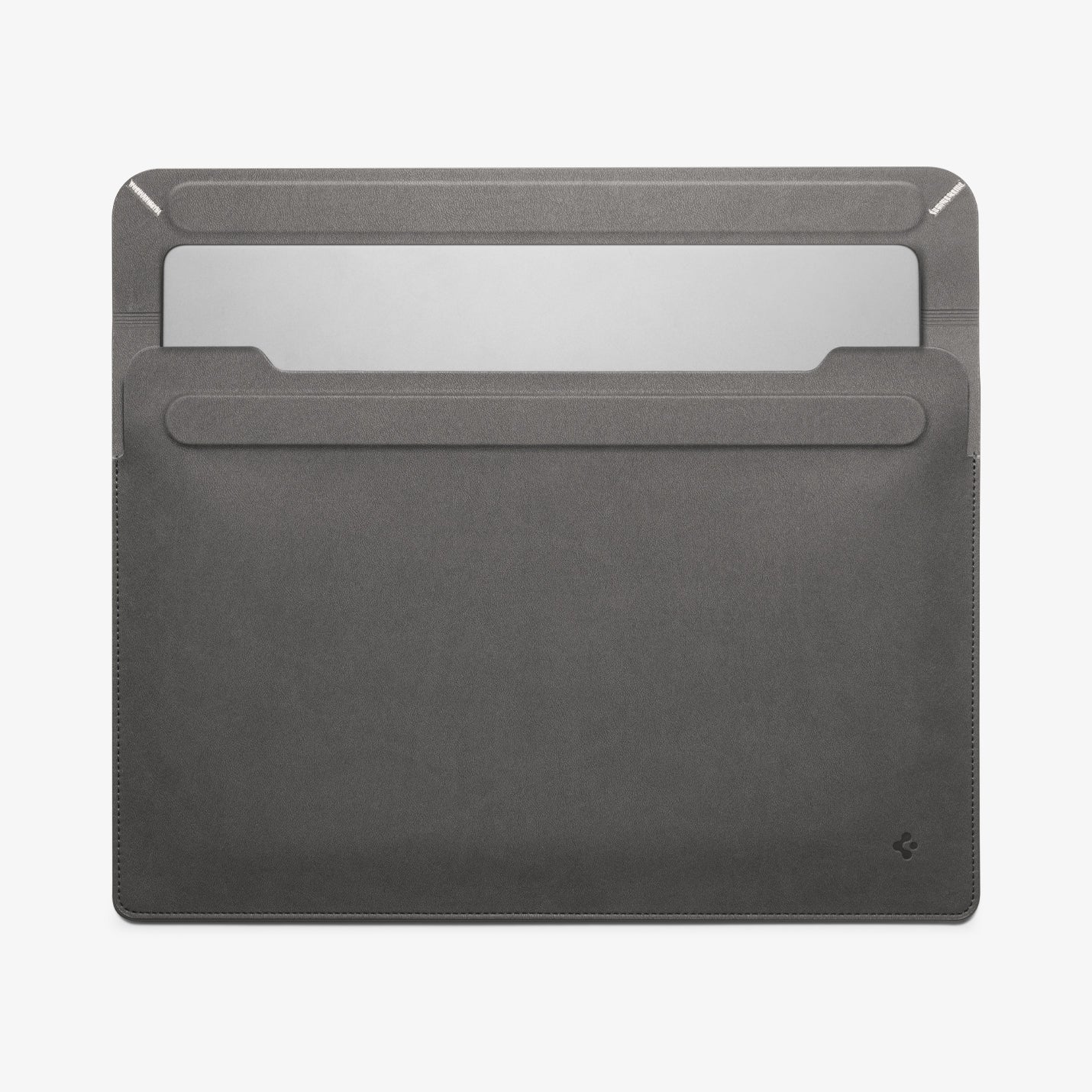 AFA06418 - Spigen Valentinus MacBook Sleeve partially opened revealing laptop sticking out