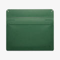 AFA06417 - MacBook Pro 14-inch Valentinus Laptop Pouch in JeJu Green open flat layout showing flexible leather construction