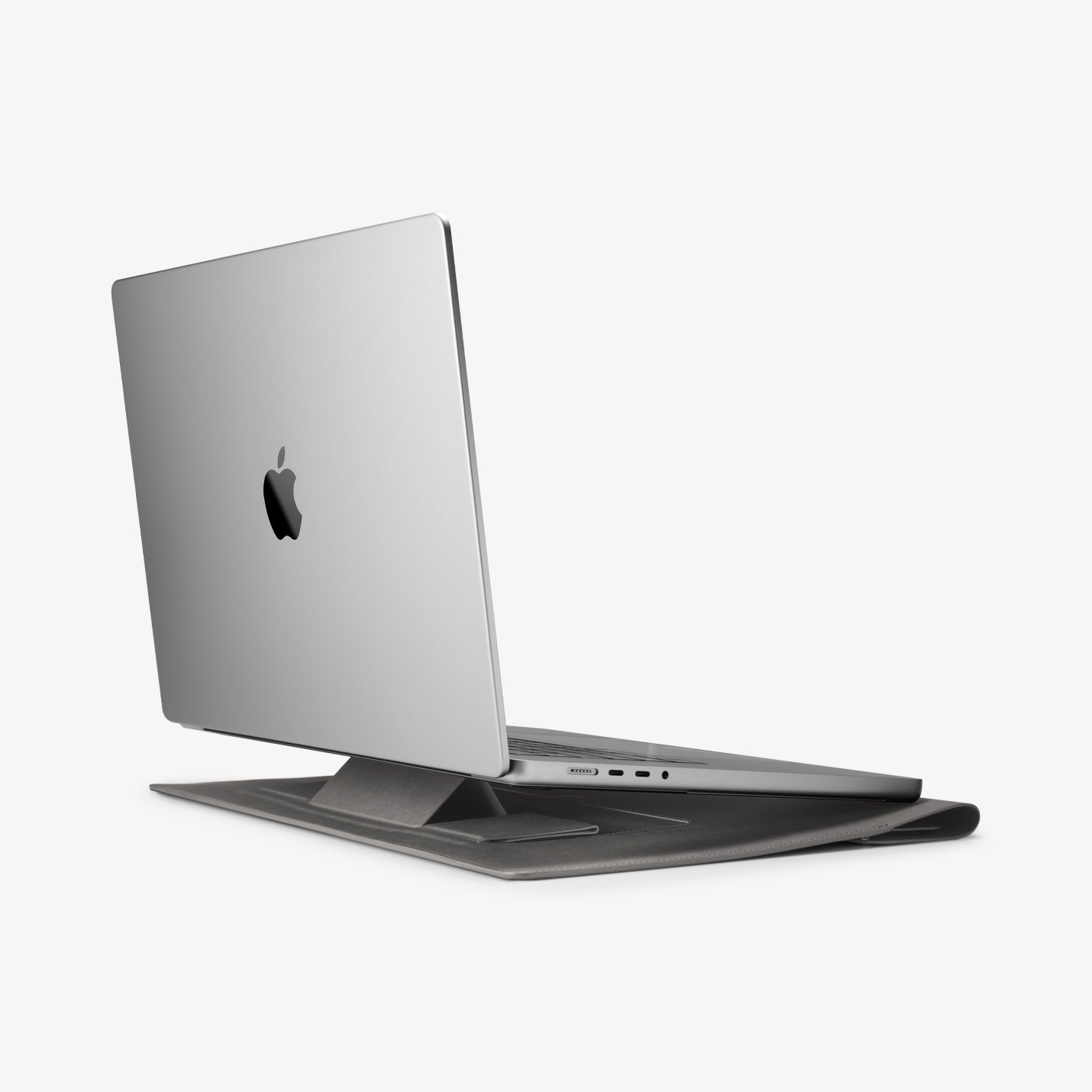 AFA06421 - Spigen Valentinus MacBook Sleeve dual stand structure supporting laptop with stable elevated viewing angle