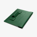 AFA06423 - MacBook Pro 14-inch Valentinus S Laptop Pouch in Jeju Green low angle stand configuration for comfortable typing and cooling
