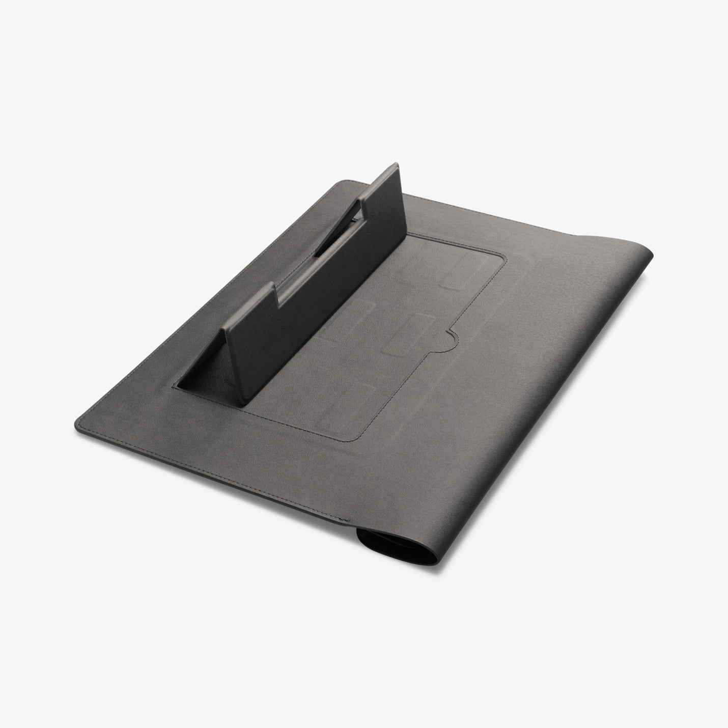 AFA06421 - Spigen Valentinus MacBook Sleeve high angle stand configuration for ergonomic laptop viewing