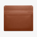 AFA06419 - MacBook Pro 16-inch Valentinus Laptop Pouch in Classic Brown open flat layout showing flexible leather construction