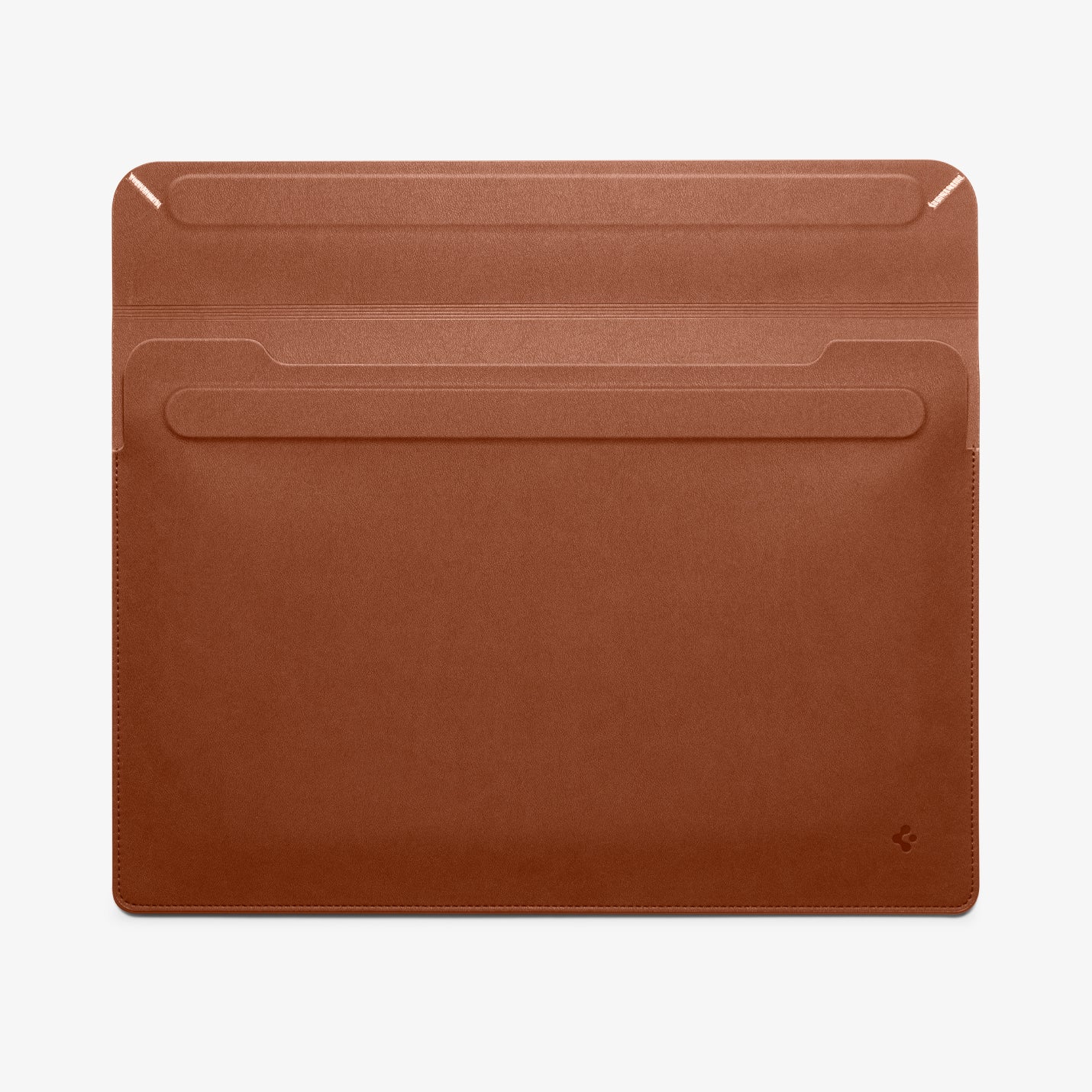 AFA06419 - MacBook Pro 16-inch Valentinus Laptop Pouch in Classic Brown open flat layout showing flexible leather construction