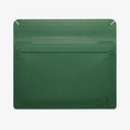 AFA06420 - MacBook Pro 16-inch Valentinus Laptop Pouch in JeJu Green open flat layout showing flexible leather construction