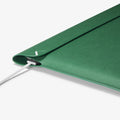 AFA06420 - MacBook Pro 16-inch Valentinus Laptop Pouch in JeJu Green side profile showing slim leather design with device inside and charger connected
