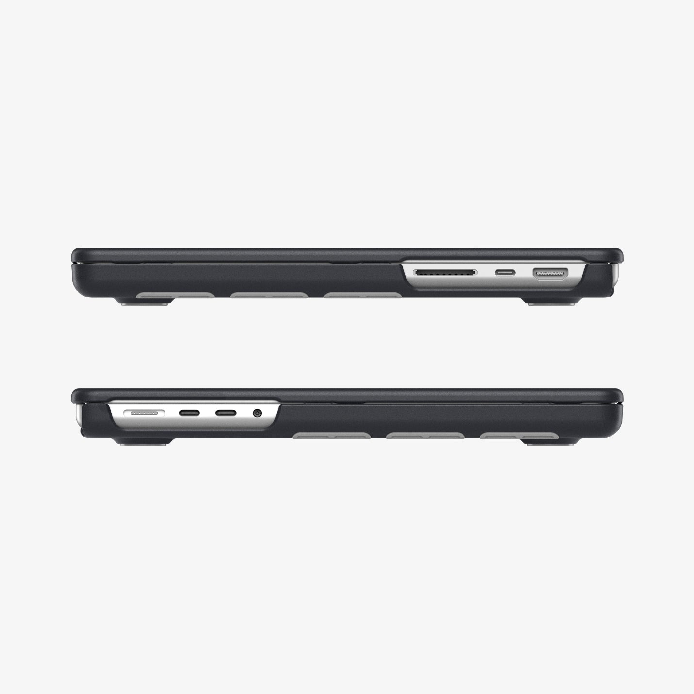 ACS11272 - MacBook Pro 14-inch Nano Pop Black Sesame showing side views with open cutouts for ports and ventilation