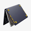 ACS11271 - MacBook Pro 14-inch Nano Pop Blueberry Navy showing the bottom case with raised corner feet and ventilation openings