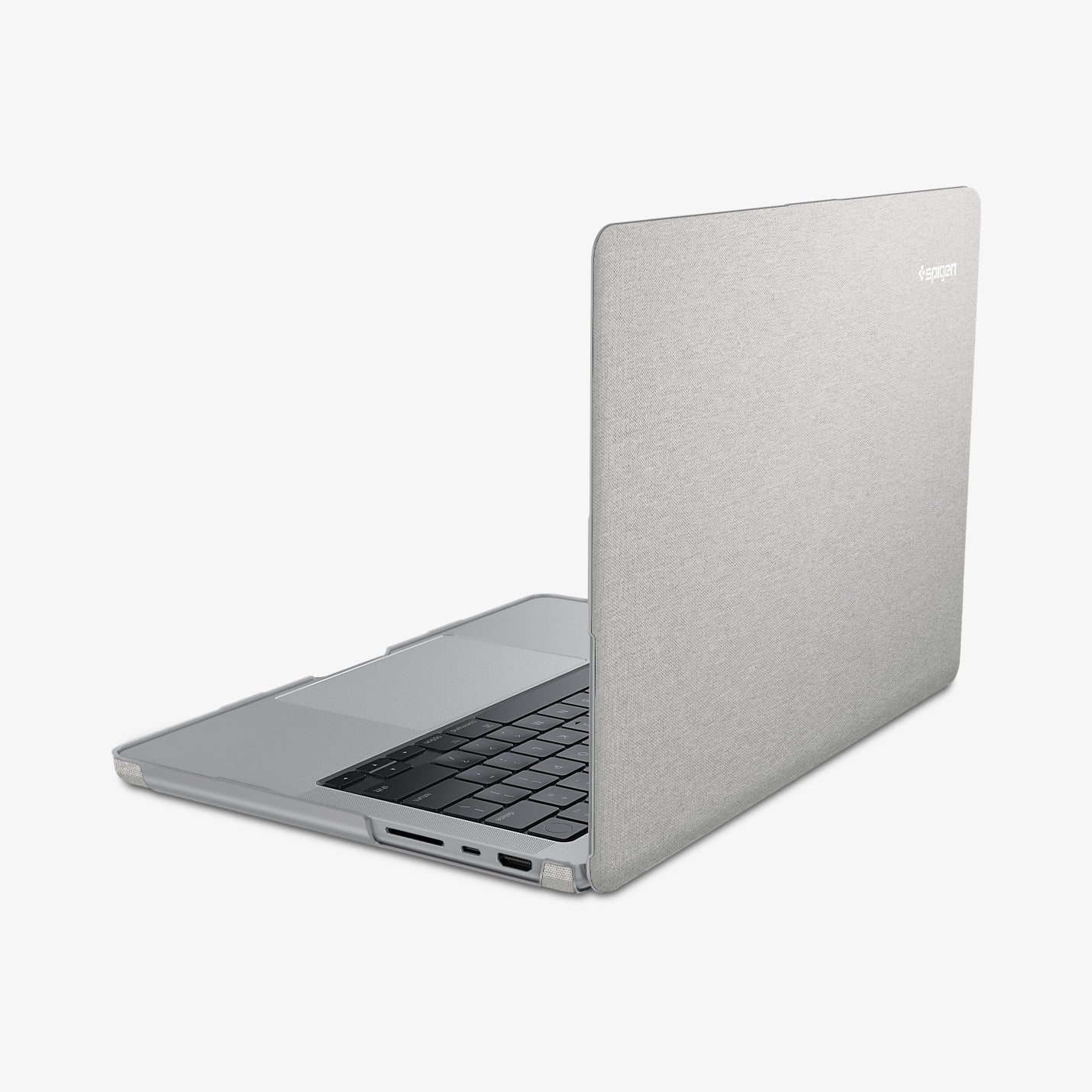 ACS10977 - MacBook Pro 16-inch in Heather Gray showing the the back and side