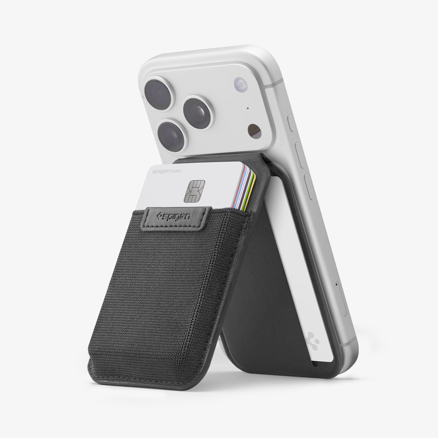 AFA11591 - Slim Fold Card Holder Stand (Mag Fit) | S314-4 in Black showing side with cards