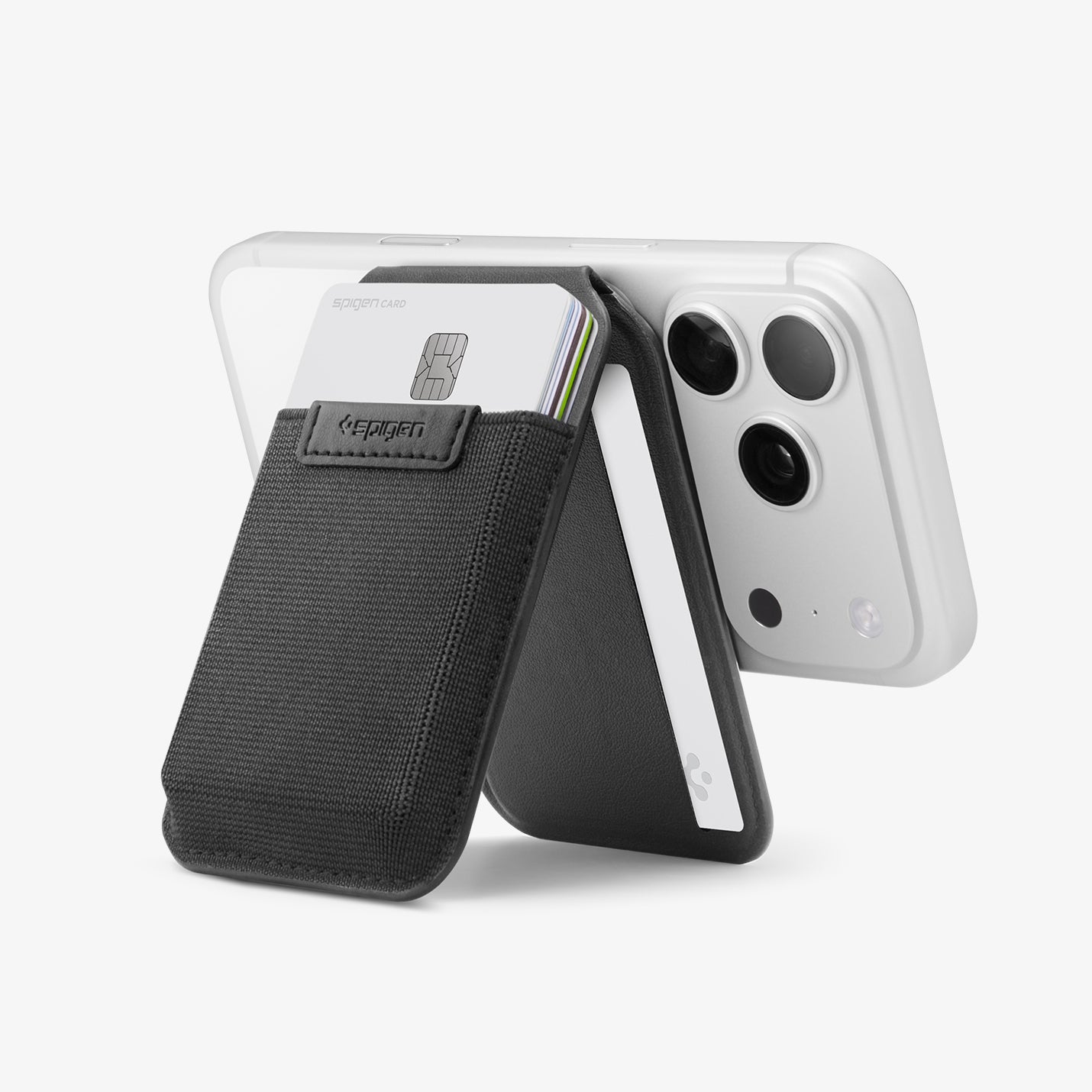 AFA11591 - Slim Fold Card Holder Stand (Mag Fit) | S314-4 in Black showing side with cards