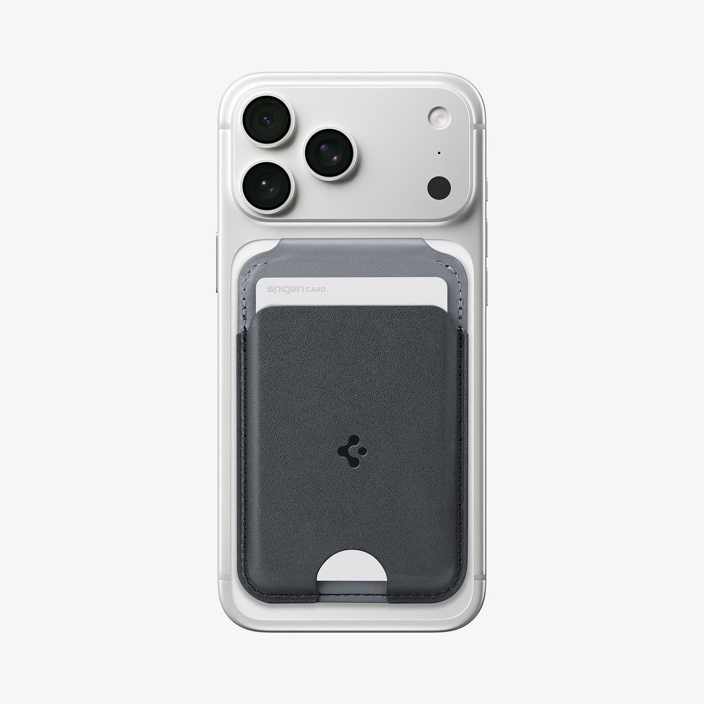 AFA11334 - MagSafe Card Holder Nano Pop S (Mag Fit)  in Black Sesame showing front with an iPhone