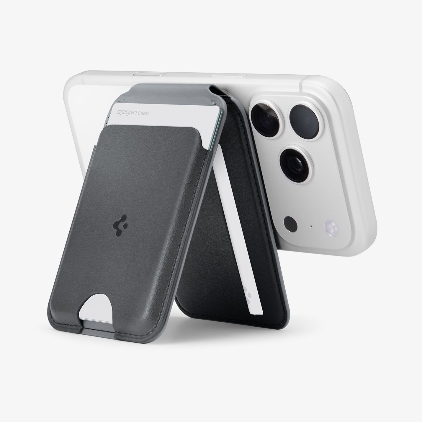 AFA11334 - MagSafe Card Holder Nano Pop S (Mag Fit)  in Black Sesame showing front and partially side