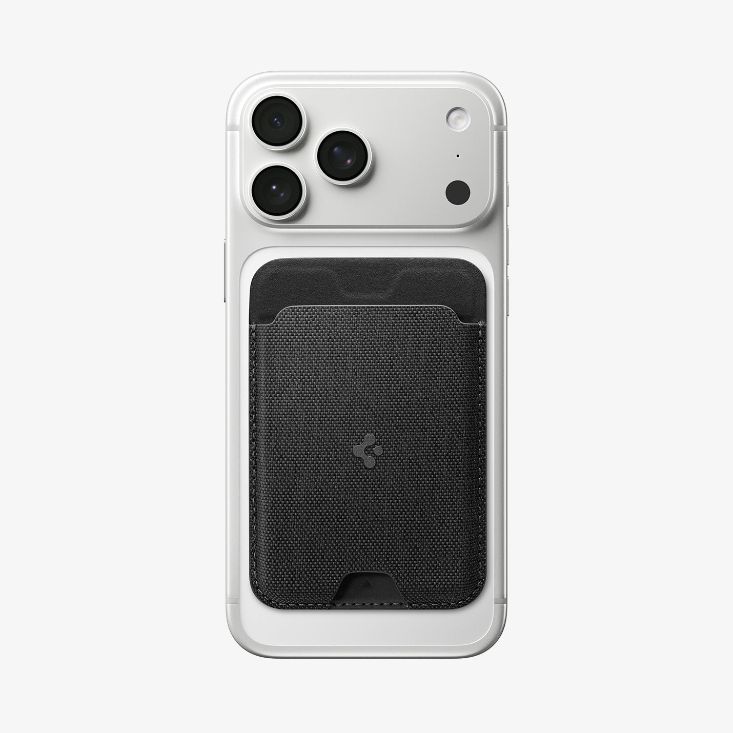 AFA11335 - Spigen MagFit Urban Fit Wallet attached to iPhone with fabric card holder