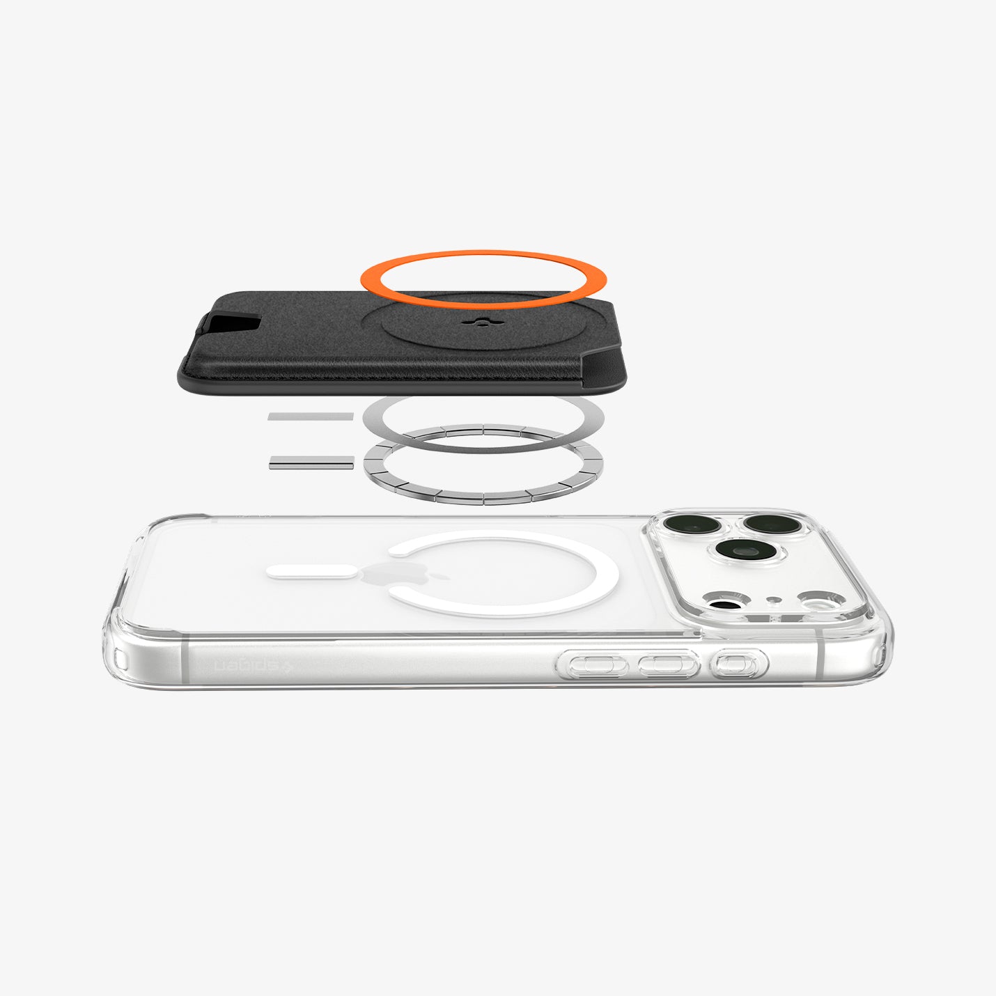 AFA11336 - Spigen Valentinus MagFit Plus Wallet exploded view showing internal magnetic ring structure