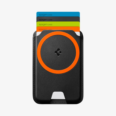 AFA11336 - Spigen Valentinus MagFit Plus Wallet holding five cards with visible MagSafe ring
