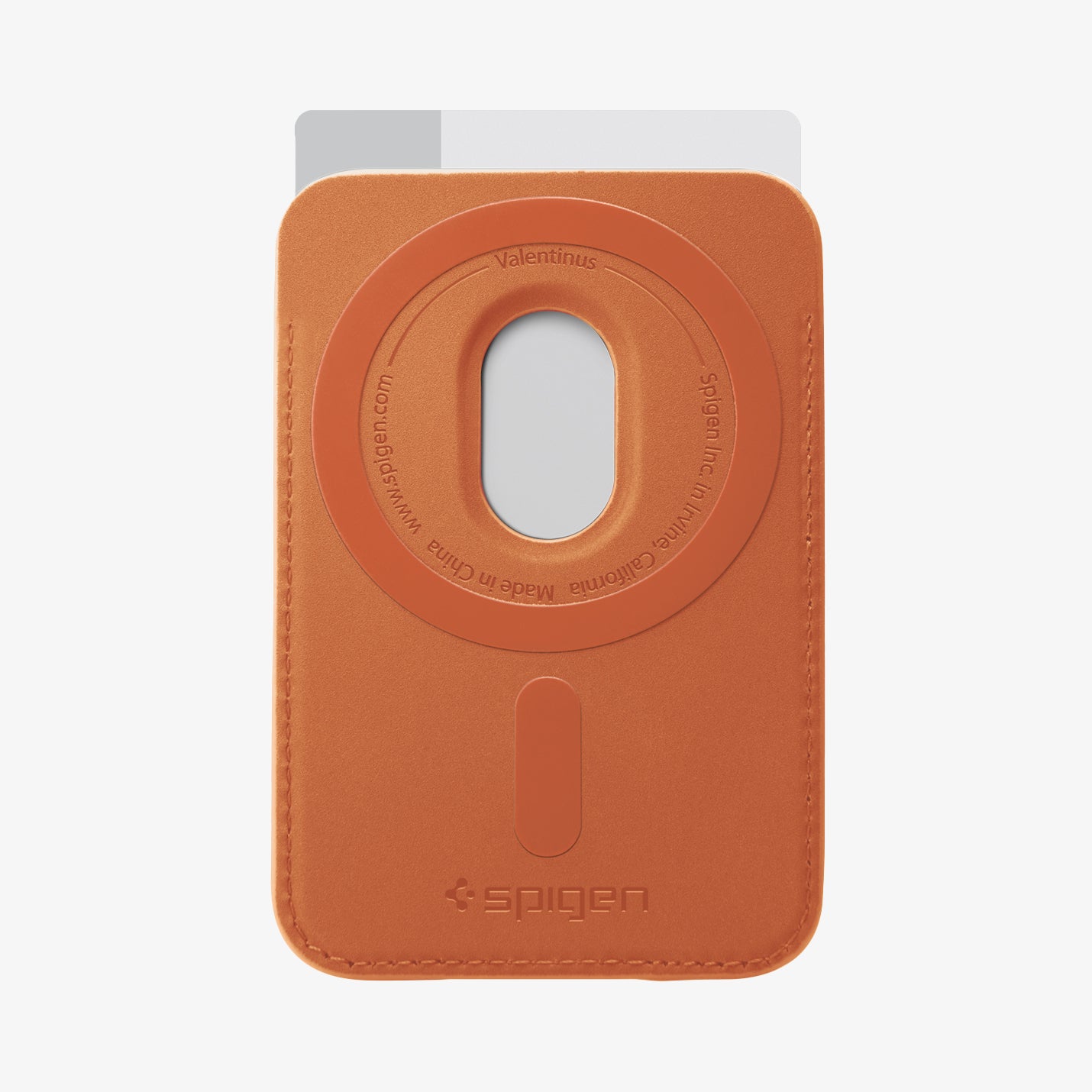 AFA11339 - MagSafe Card Holder Valentinus | 3 Cards (Mag Fit) in Orange showing back with a card