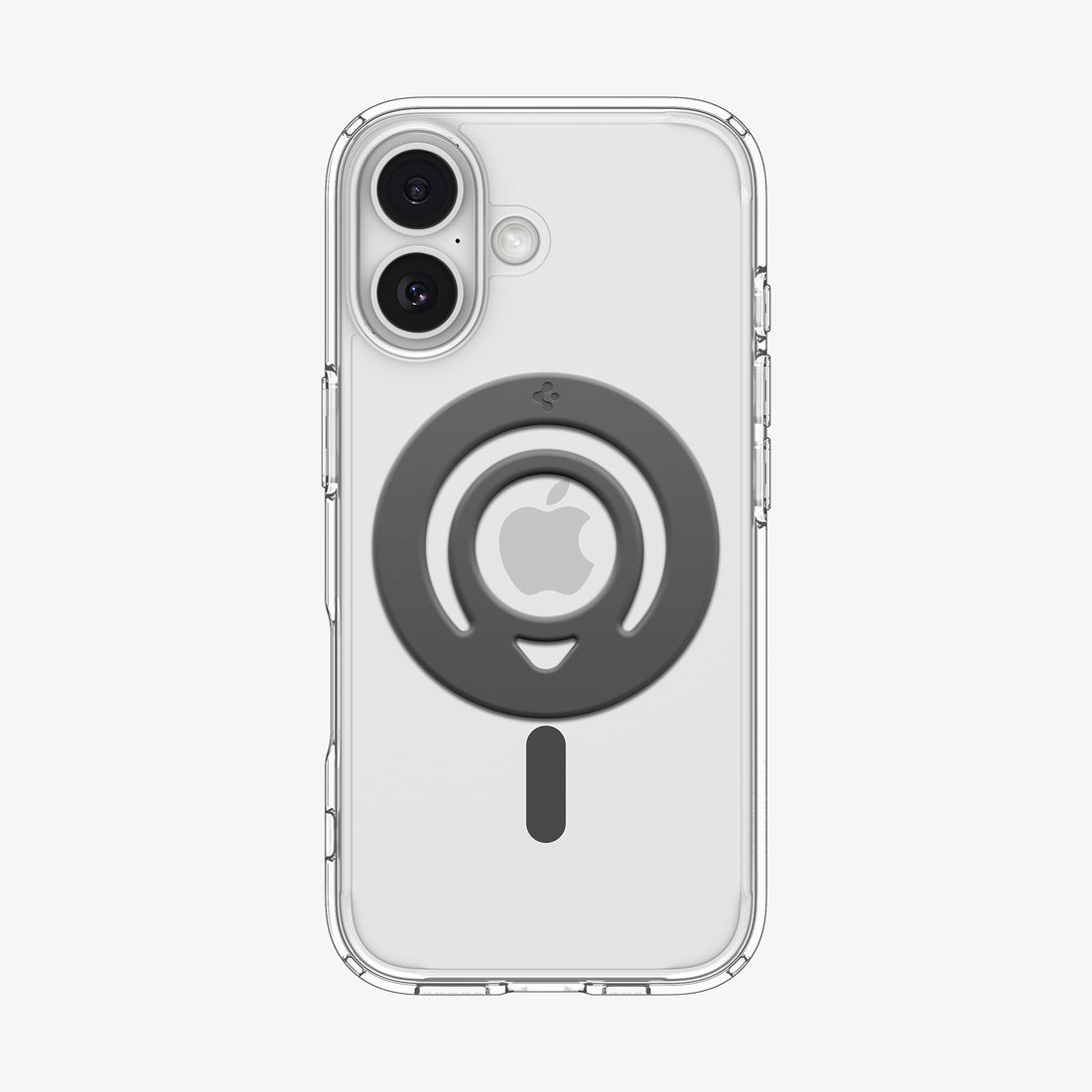 AMP10195 - O-Mag Dual pop (MagFit) | OM105 in Marble Gray showing the back of the device with the case, magring attached