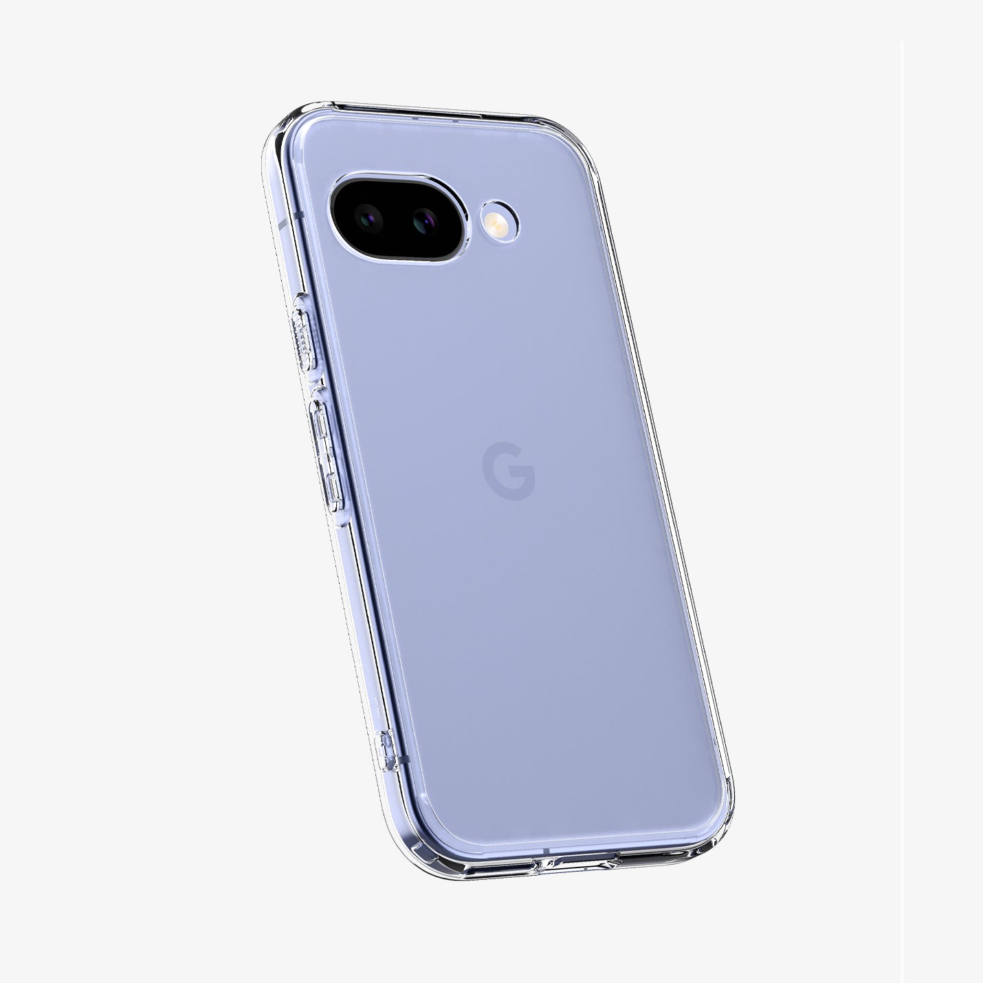ACS09042 - Pixel 9a Case Ultra Hybrid in Crystal Clear showing the  back and partial side