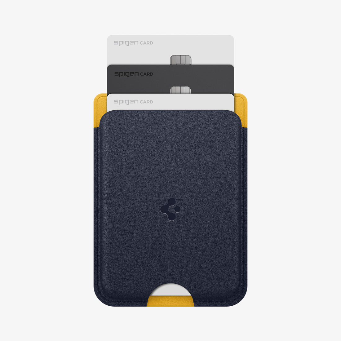 AFA09209 - Galaxy S25 Case MagSafe Card Holder Nano Pop (MagFit) in Blueberry Navy showing the front with 3 cards inserted attached to a device