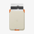 AFA09233 - Galaxy S25 Case MagSafe Card Holder Nano Pop (MagFit) in Orange Beige showing the front with 3 cards inserted