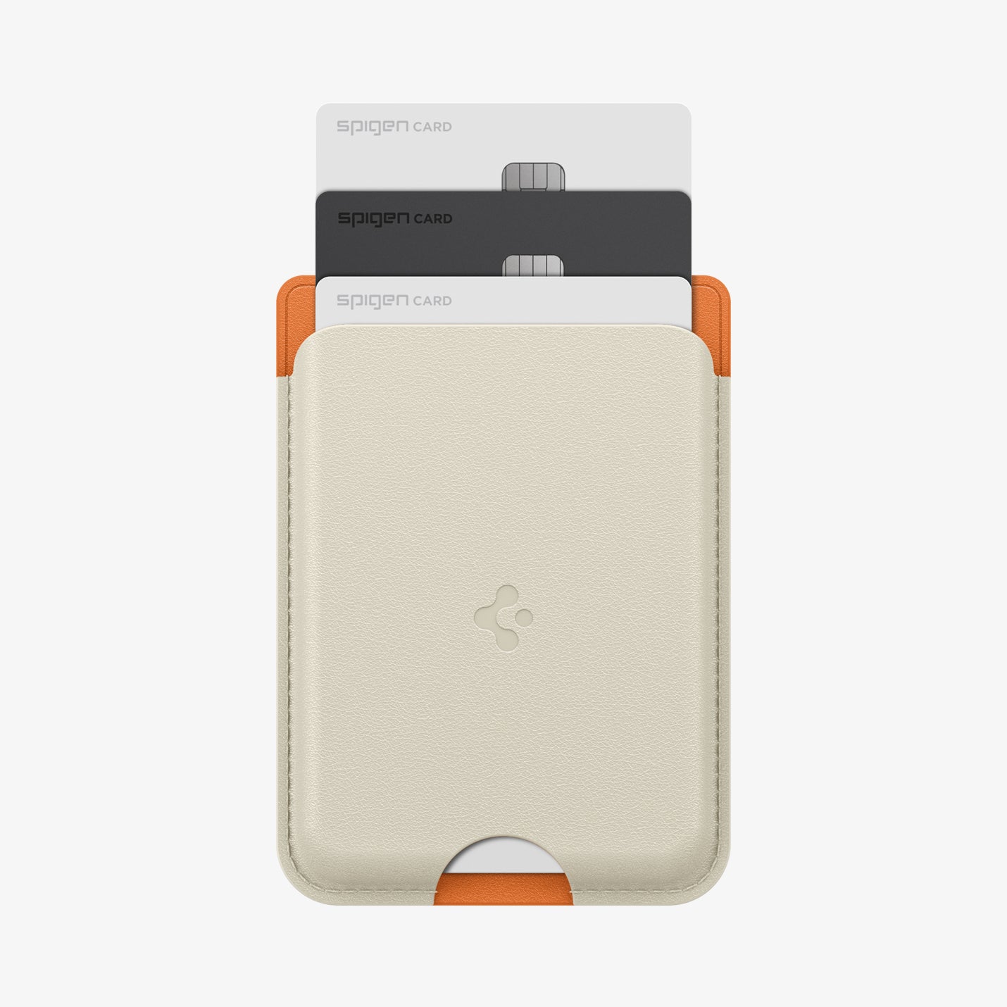 AFA09233 - Galaxy S25 Case MagSafe Card Holder Nano Pop (MagFit) in Orange Beige showing the front with 3 cards inserted