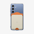 AFA09233 - Galaxy S25 Case MagSafe Card Holder Nano Pop (MagFit) in Orange Beige showing the front attached to the device