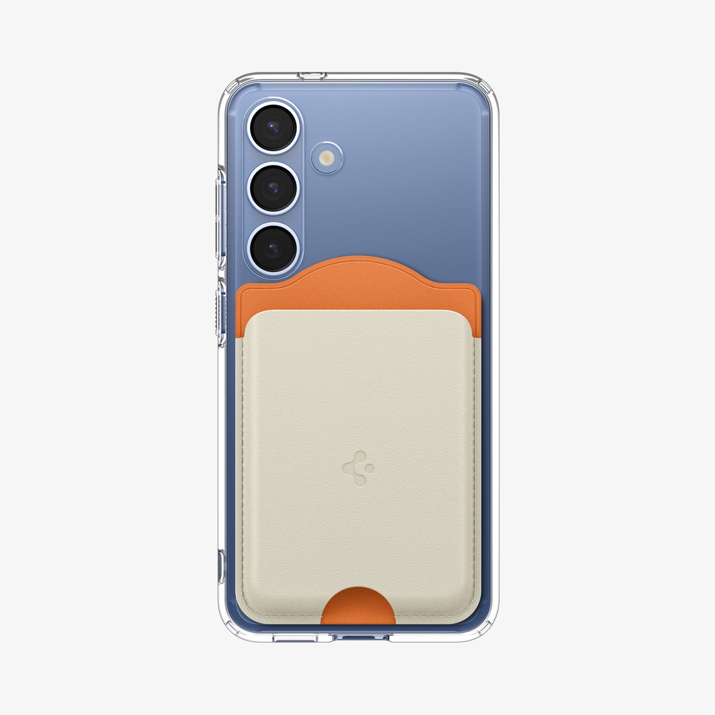 AFA09233 - Galaxy S25 Case MagSafe Card Holder Nano Pop (MagFit) in Orange Beige showing the front attached to the device