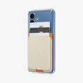 AFA09233 - Galaxy S25 Case MagSafe Card Holder Nano Pop (MagFit) in Orange Beige showing the front, partial side attached to a device with 3 cards inserted
