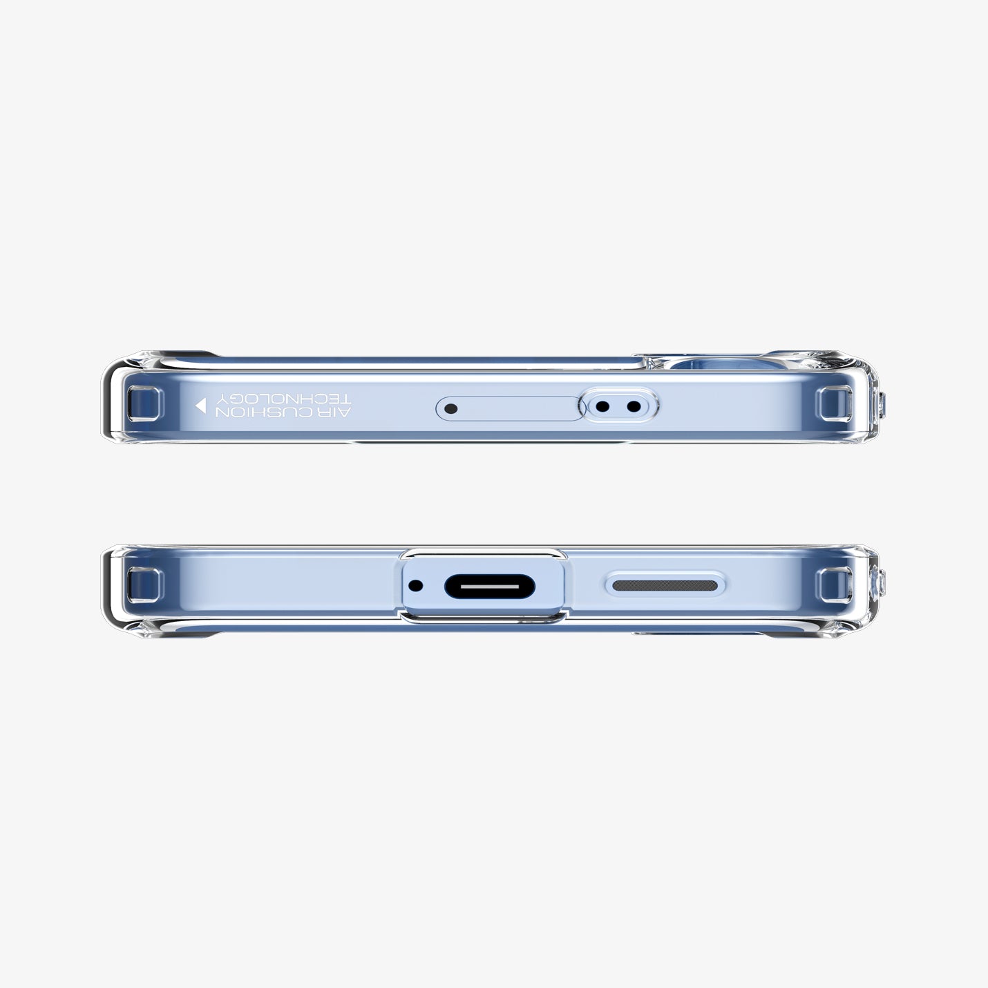 ACS08985 - Galaxy S25 Plus Case Ultra Hybrid in Crystal Clear showing the top and bottom