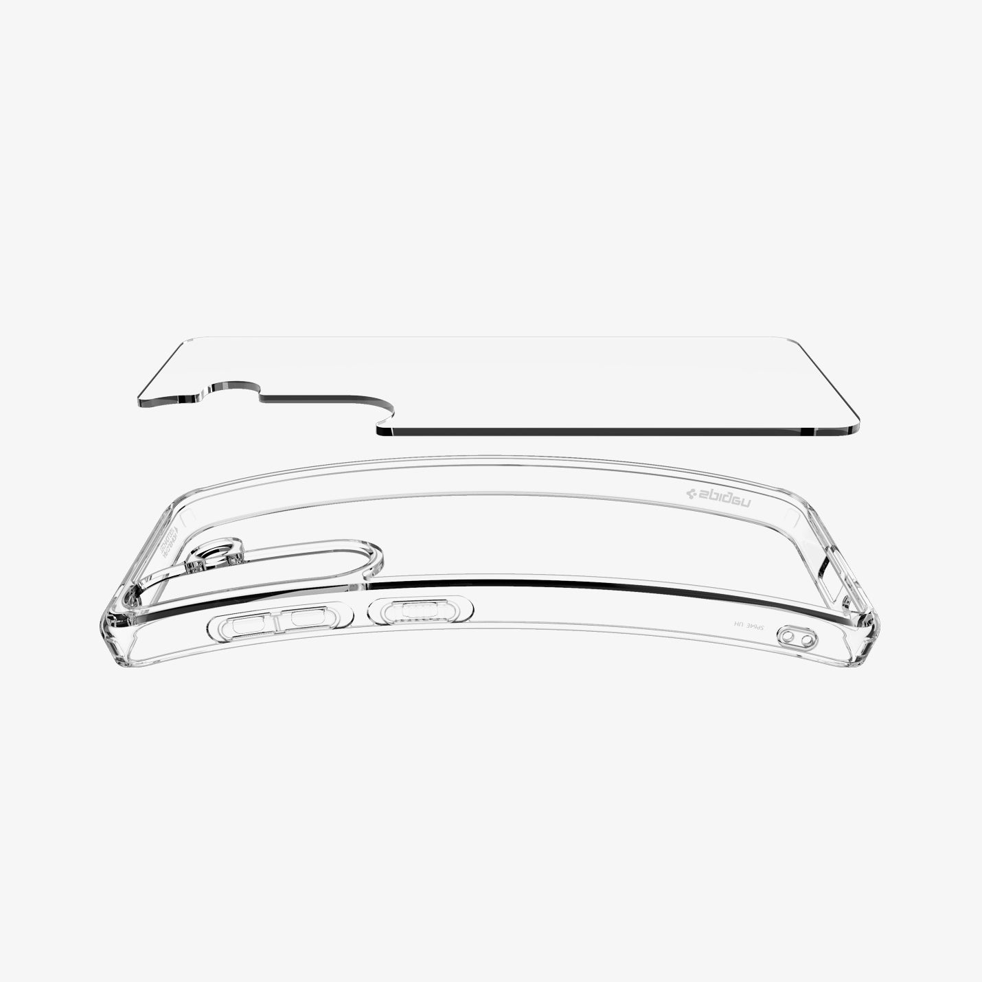 ACS09006 - Galaxy S25 Case Ultra Hybrid in Crystal Clear showing the detached inner layer hovering above the tpu frame