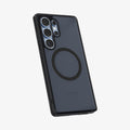 ACS08960 - Galaxy S25 Ultra Case Ultra Hybrid Metal Ring (MagFit) in Frost Black showing the back, partial side and bottom