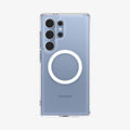 ACS08956 - Galaxy S25 Ultra Case Ultra Hybrid Metal Ring (MagFit + Qi2 Ready) in Clear White showing the back