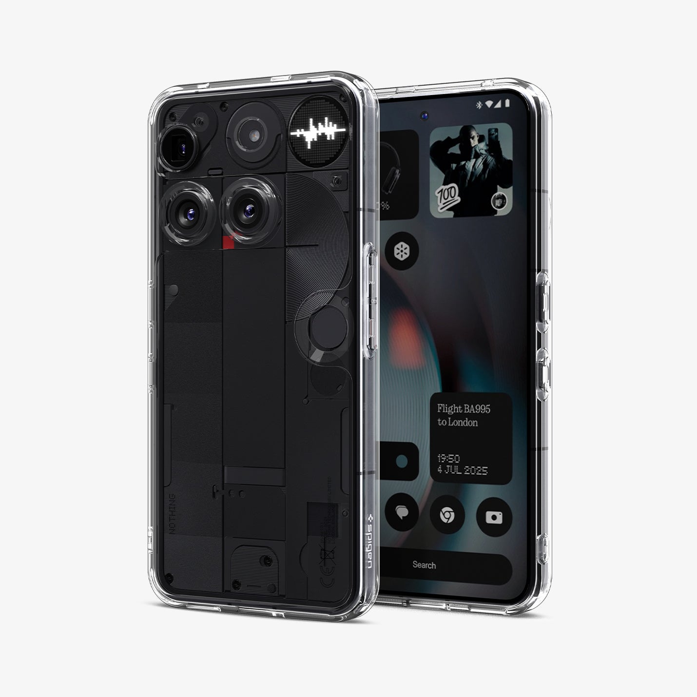 ACS08567 - Nothing Phone (3) Case Ultra Hybrid in Crystal Clear showing the back, partial front and sides