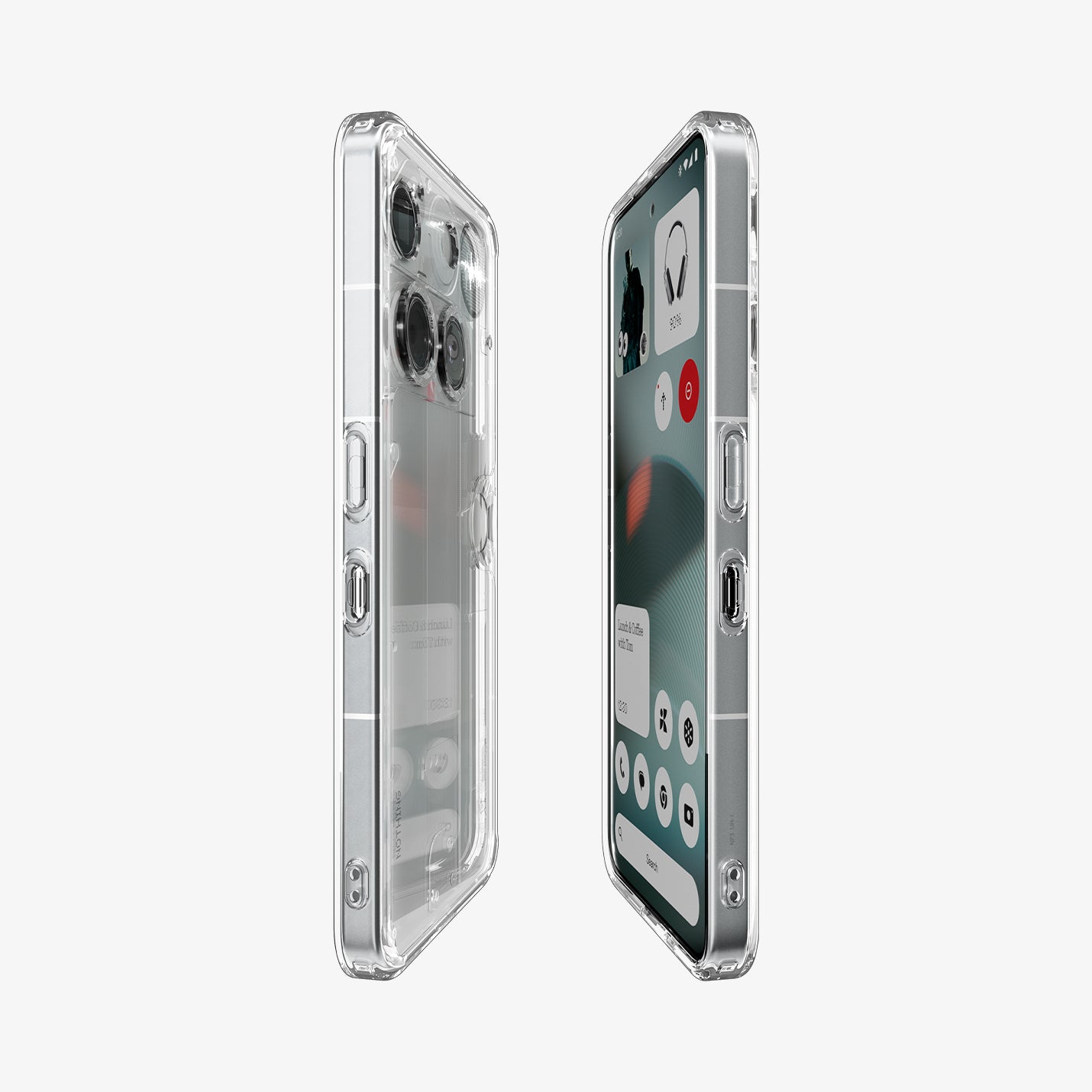 ACS08567 - Nothing Phone (3) Case Ultra Hybrid in Crystal Clear showing the partial back, partial front and sides