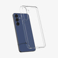 ACS10026 - Galaxy S25 FE Series Ultra Hybrid in Crystal Clear showing the hard transparent back case hovering above the device