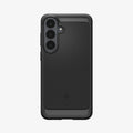 ACS11639 - Galaxy S26 FE Rugged Armor showing Rugged Armor case with textured matte back, carbon fiber accents, and raised camera protection
