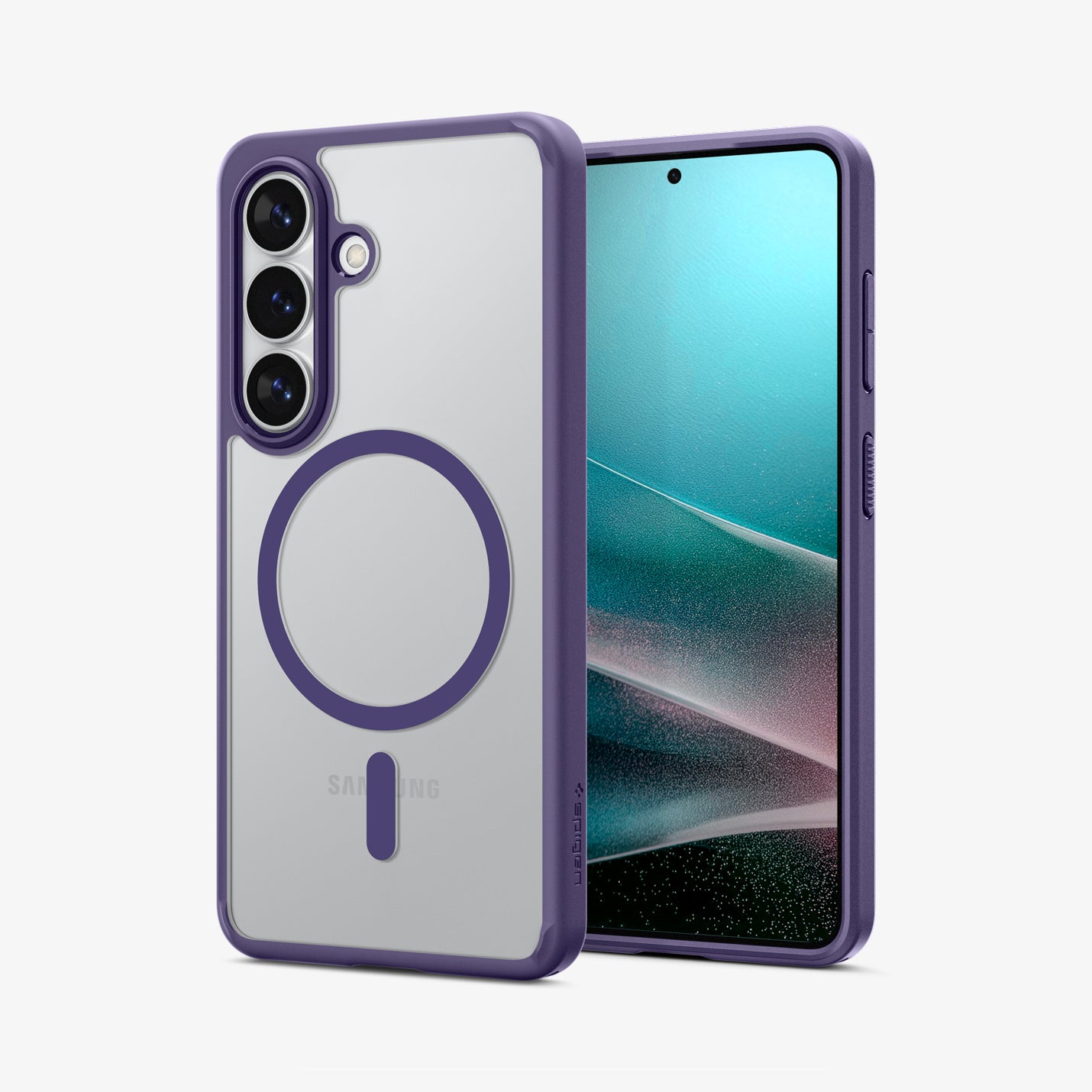 ACS11164 - Galaxy S26 Plus Case Ultra Hybrid (Mag Fit) Deep Purple showing the back with the device, partial back case only, partial front and sides