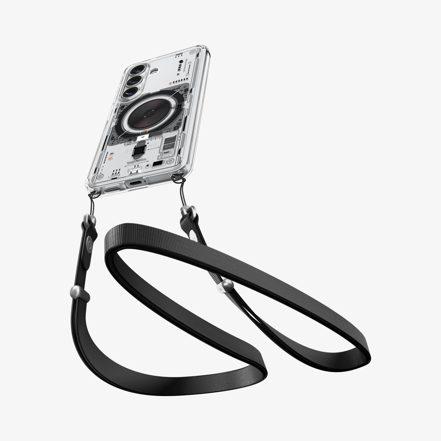 ACS10968 - Galaxy S26 Plus Case Ultra Hybrid Neo One (Mag Fit) showing device and case with double strap on bottom
