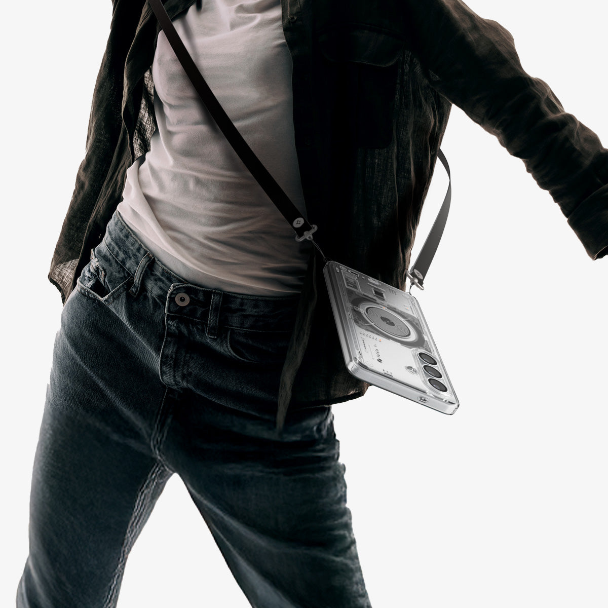 ACS10968 - Galaxy S26 Plus Case Ultra Hybrid Neo One (Mag Fit) showing person wearing device and case with strap