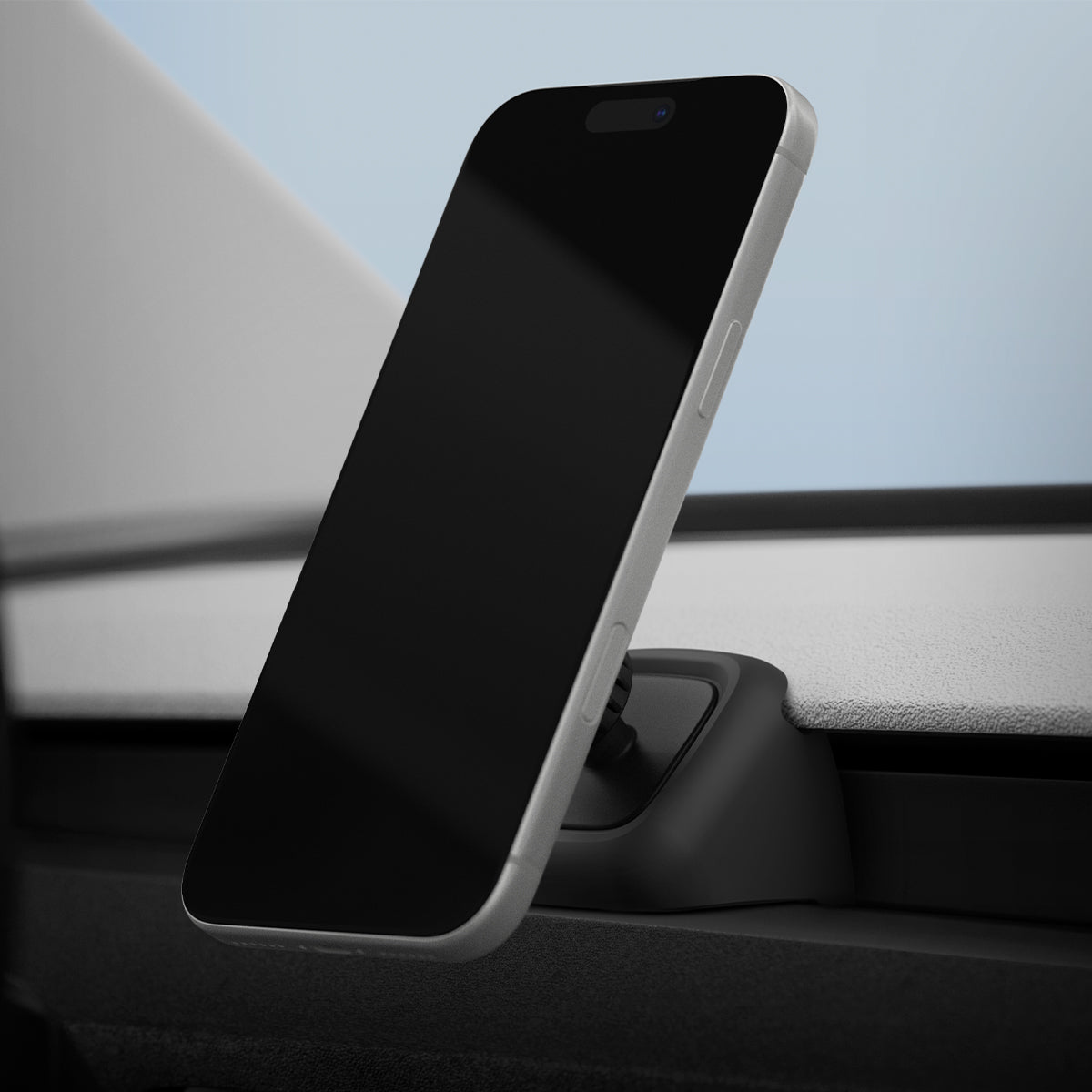 ACP10259 - Spigen Tesla Air Vent Dashboard Mount holding iPhone at tilted viewing angle