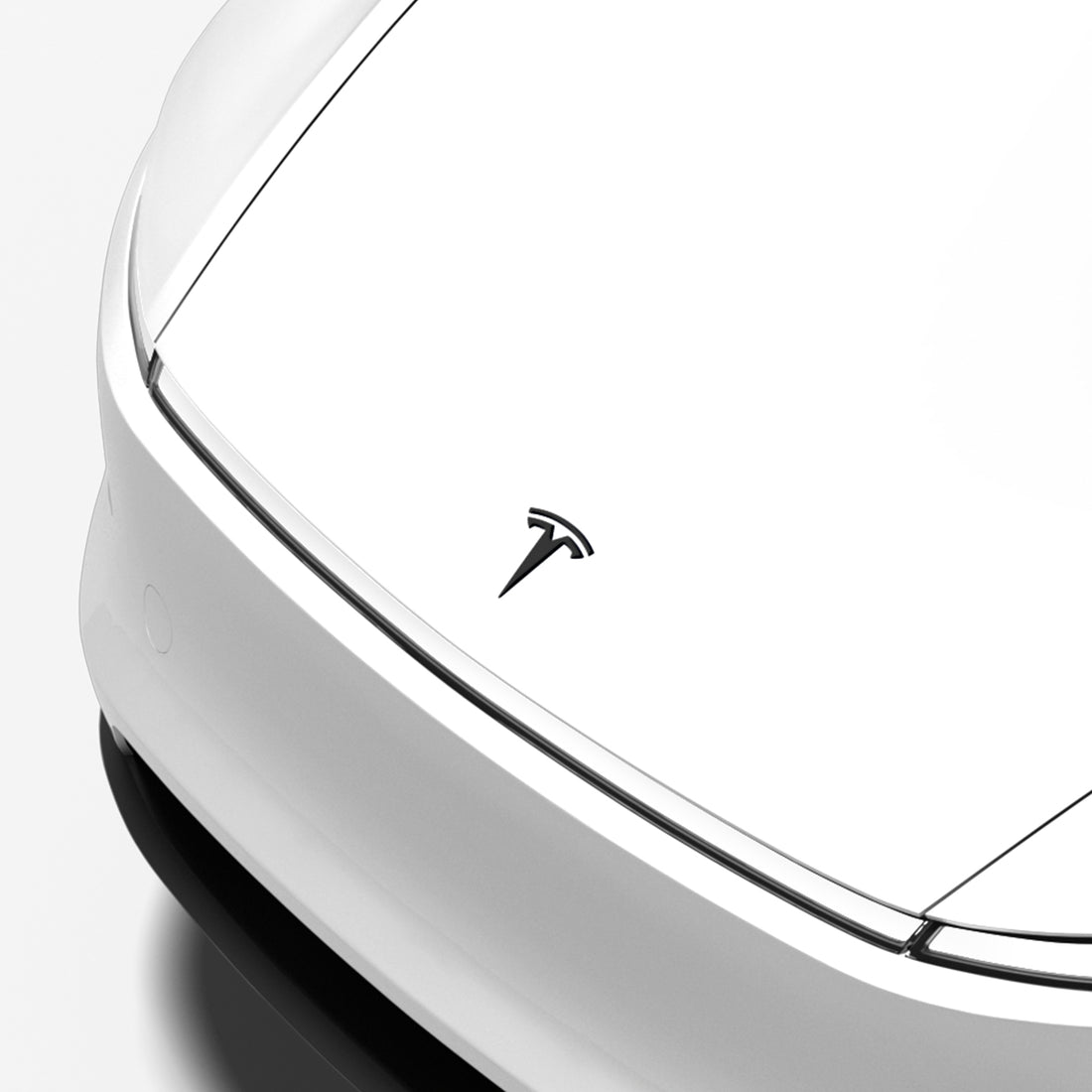 ACP11155 - Model Y Juniper (2025+) Front Emblem Logo Cover in Black showing side angle