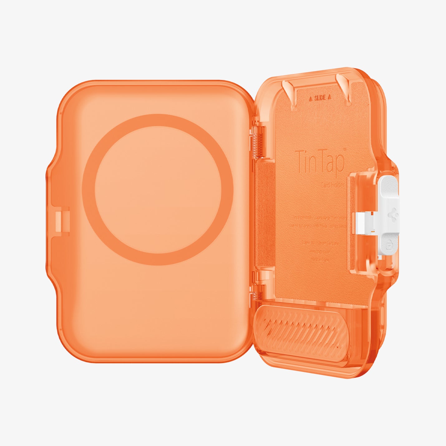AFA11381 - MagSafe Card Holder Tintap (MagFit) in Frost Clear Orange showing the inner with no cards inside